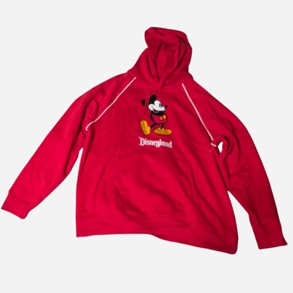 Disney Tops - NEW Disneyland Hoodie Adult XL Red Mickey Mouse Standing Embroidered